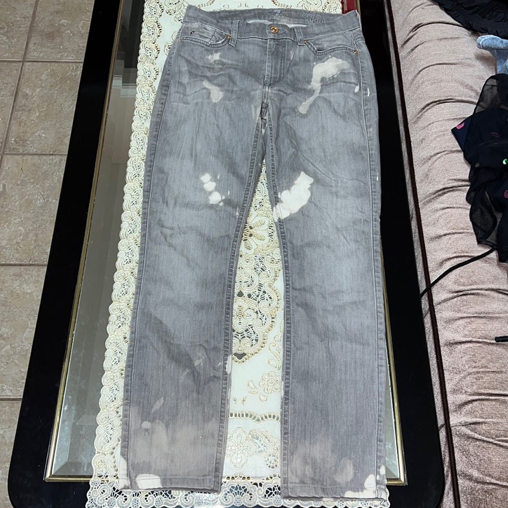 7 For All Mankind grey mid rise skinny jeans